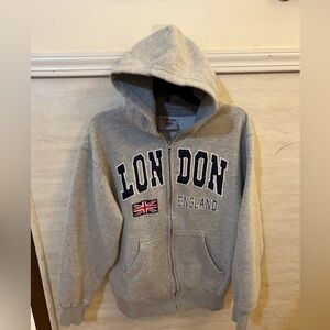Gray London England Hoodie Jacket Full Zip